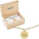 Santa Barbara Design Studio Gold Chain Necklace Fleur Jewelry Gift Boxed Link Pendant Necklace, 17"-19" Chain, XOXO
