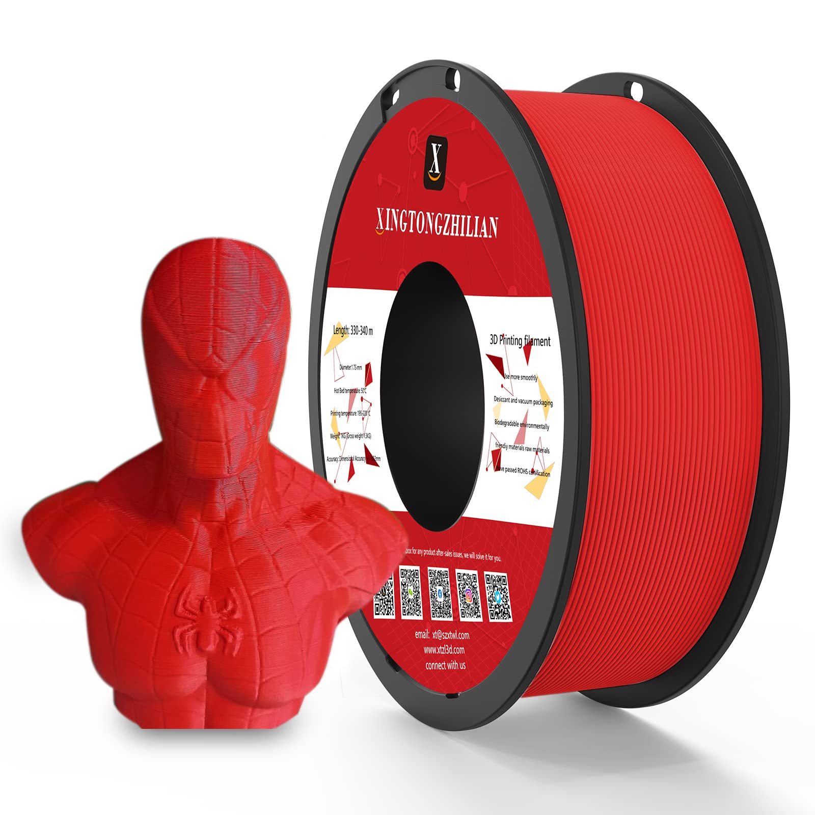 PETG+ Filament 1.75mm, PETG+ 3D Printer Filament, Dimensional Accuracy +/- 0.02mm,3D Printing Filament for 3D Printers, 1Kg/ 1Spool Red