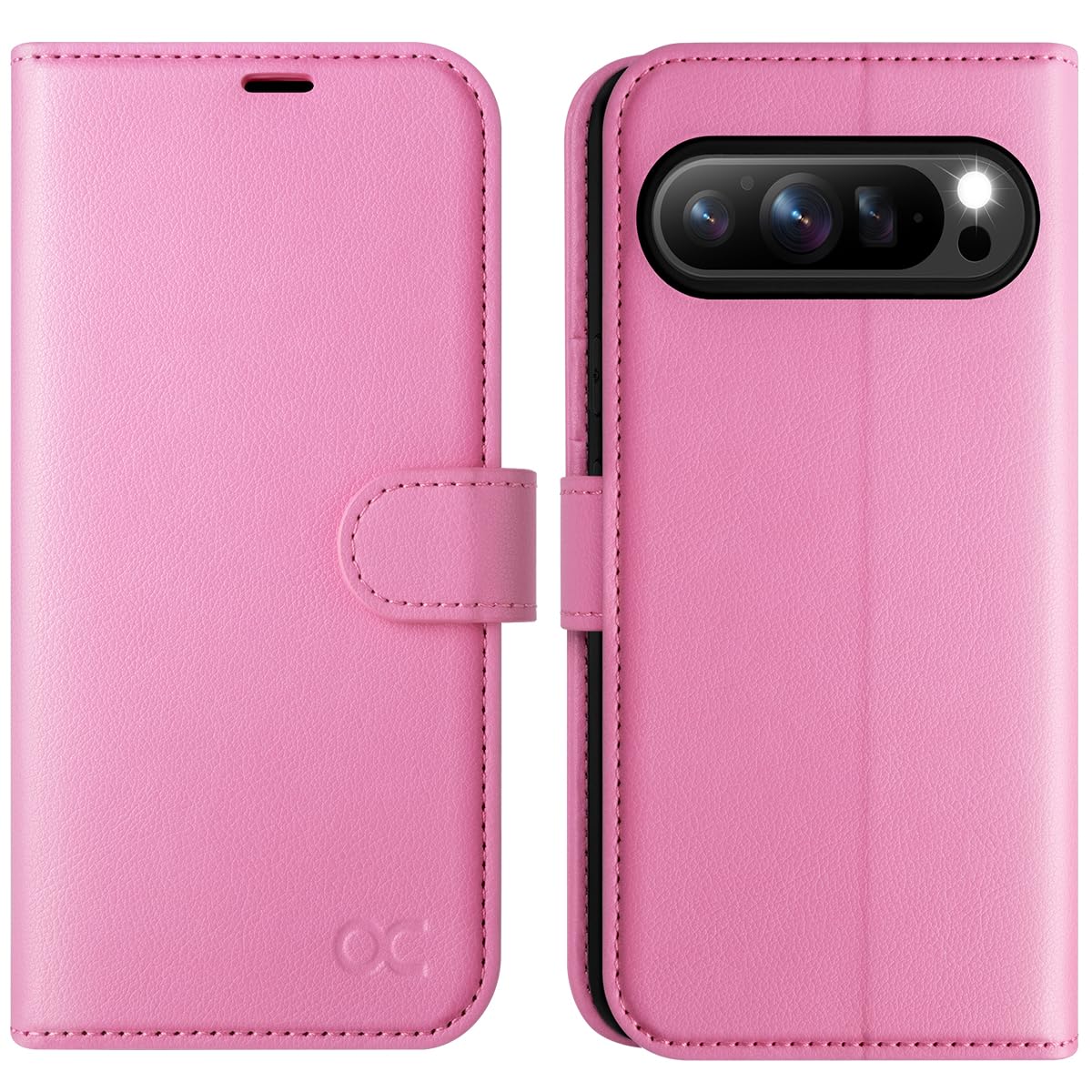 OCASE for Google Pixel 9 Case, Google Pixel 9 Pro Case PU Leather Wallet Phone Case with [Card Holders] [RFID Blocking] [Shockproof TPU] Magnetic Protective Flip Cover for Pixel 9/9 Pro, Pink