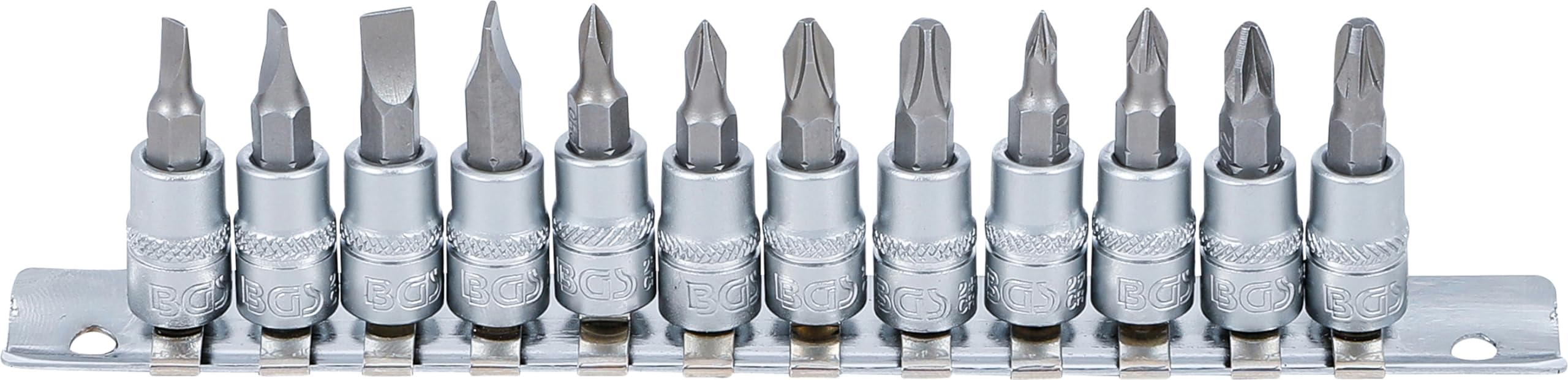 BGS 2163 | Bit Socket Set | 6.3 mm (1/4") Drive | Slot SL, Cross Slot PH, Cross Slot PZ | 12 pcs.