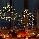 LAIAMER 2 Pcs Light Up Turkey Lights Decorations Indoor, Thanksgiving Window Decorations Thanksgiving Lights Battery Operated Fall Lighted Window Decor with Timer & 8 Modes for Home