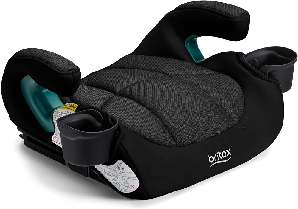 Britax UpNGo Click Backless Booster Car Seat — Raven Black | Lightweight, Portable, & Slim Travel Booster Seat With Rigid LAT