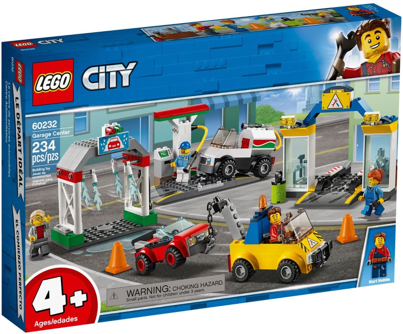 LEGO 60232 City Town Garage Center Cars Set, with 3 Cars and 4 Minifigures, Toys for Kids 4 Years Old