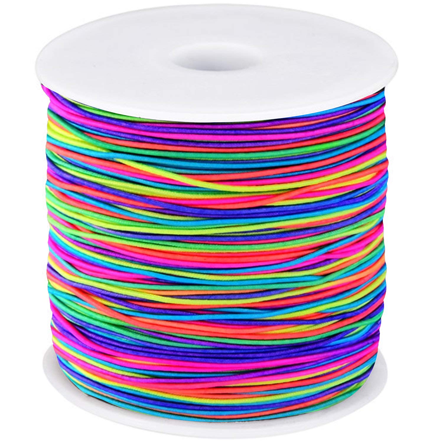 Trimming Shop 100M Rainbow Elastic String Cord for Sewing, Colored Bracelet Beading Cord Elastic for Sewing, Jewellery Making, Elasticated String for Sewing, Toys, Hats, Bracelets, DIY & Crafting