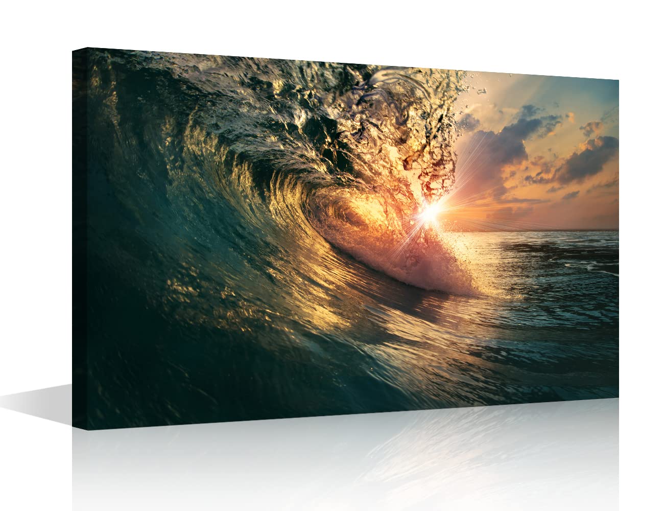 TISHIRON Canvas Wall Art Ocean Waves Painting Wall Decorations for Living Room Bedroom Modern Fashion Family Bathroom Hang Pictures Wall Artwork Office Canvas Art Prints Framed Ready to Hang (12X8in) — image 1