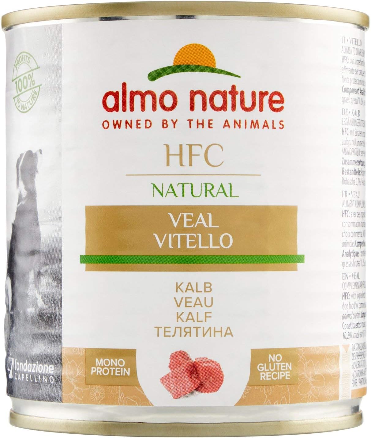 Almo Nature HFC Natural Veal - Wet Dog Food (Pack of 12 x 280g tins), 1 count (Pack of 12)