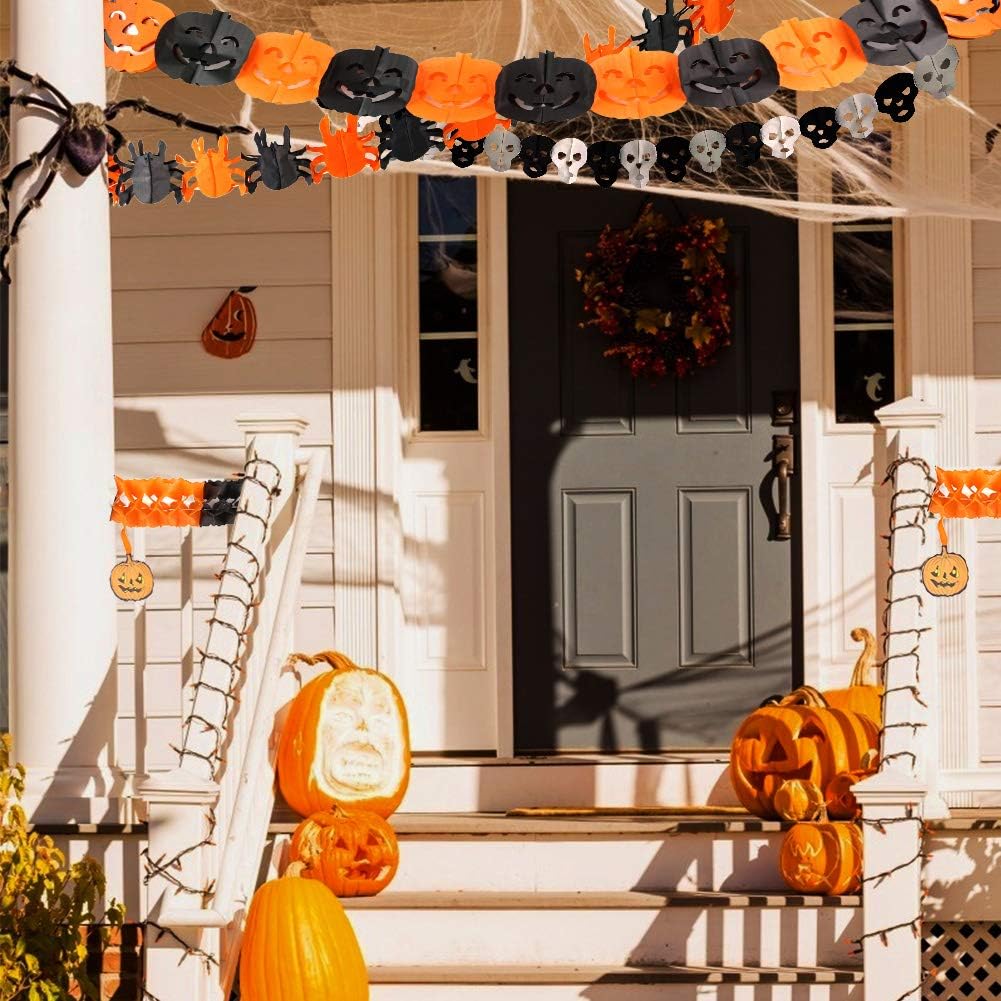 Halloween Girlande Spinne Girlande Kürbis Banner Papier Hängendeko für