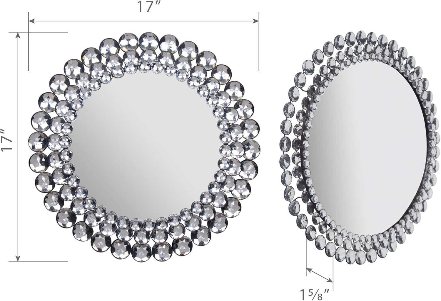 Patton Wall Decor Round Jeweled Accent Mirror, 17" x 17": Home & Kitchen