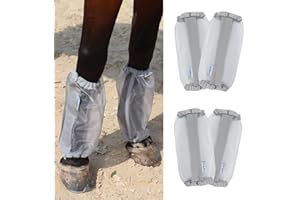 CareMaster Universal Size Horse Leggings Fine Mesh Horse Fly Boots Greatly Reduce Stomping Breathable Horse Boots Leg Wraps (Set of 4) Silver