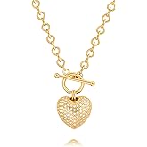 18k Gold Plated Chain Link Necklace for Women, Baroque Pearl/Compass Pendant Necklace