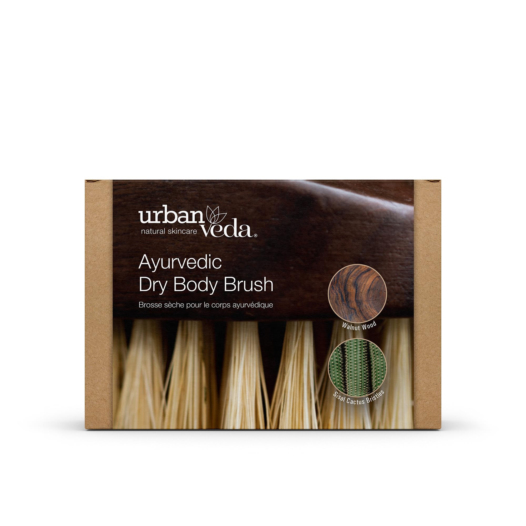 Urban Veda Ayurvedic Dry Body Brush |Dry Body Brushing |Walnut Wood & Cactus Fibre | Silicone Body Scrubber Alternative| Exfoliating Scrubbing Brush for Lymphatic Drainage |Detox & Cellulite Reduction