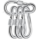 Acquwistach Locking Carabiner Clips, Stainless Steel Spring Snap Hook Locking Carabiner Heavy Duty - 304 Premium Stainless Steel Thumb Screw Carabiner Clip