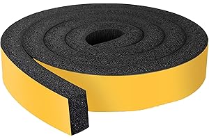 Futuwi Weather Stripping Foam Tape-1 Roll, 2 Inch Wide X 1 Inch Thick Total 6.5 Feet Long, Foam Insulation with Adhesive(6.5f