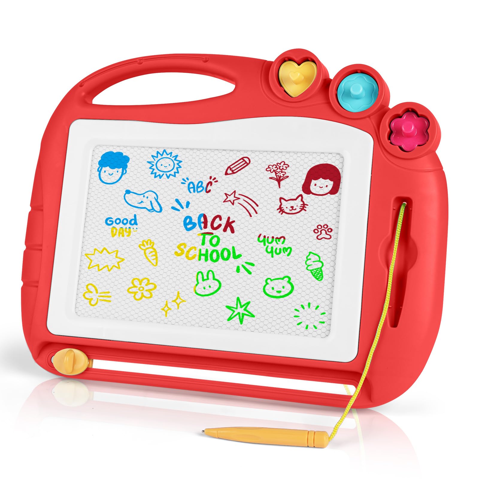 OFFCUP Magnetic Drawing Boar, Toddler Boy Girl Toys for 1-5 Year Old, Portable Doodle Pad with Pen, Learning Educational Toys for 1 2 3 Baby Kids Birthday Gift (Red) — image 1