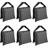 Neewer 6 Pack Black Sand Bag Photography Studio Video Stage Film Saddlebag for Light Stands Boom Arms Tripods