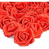 Juvale Artificial Carnations - Wedding Decor & Centerpiece Table Decorations - Artificial Flowers Bulk & Bridal Bouquet - Faux Flowers for Vase & Floral Decorations - 100 Pack, 3 in Dia, Red