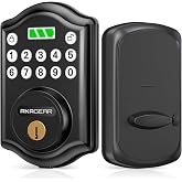 AkaGear Keyless Entry Door Lock, Keypad Deadbolt, Matte Black | Electronic Keypad Lock, 300 PIN Codes, Auto Lock, Anti-Peeping Password, Low Battery Alarm, Battery Power Indicator