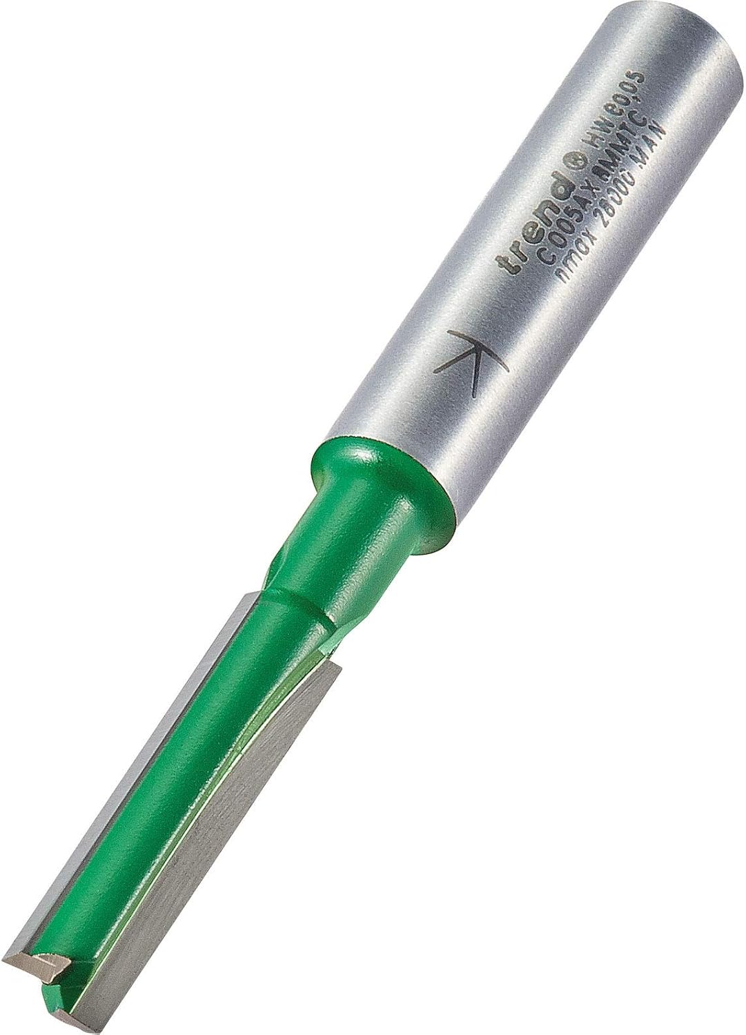 Trend CraftPro Straight Two Flute Router Cutter Bit, 8mm Shank, 6mm Cut Diameter & 25mm Cut Length, Tungsten Carbide Tipped