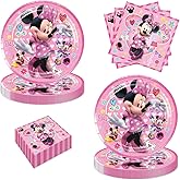 Minnies Birthday Party Decoration 40Pcs include 20 plates, 20 napkins for the Minnies party Supplies