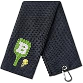 CybGene Embroidered Pickleball Towel, Funny Gift for Pickleball Lovers, 16"x 24" Microfiber Towel, Initial B