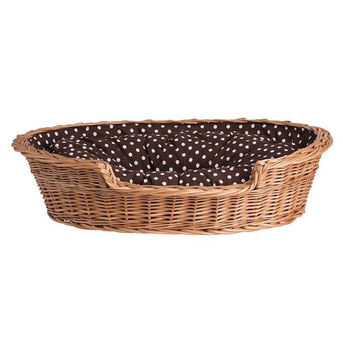e-wicker24 Hundekorb aus Weide, Korb, honiggelb 80 x 60 x 26 cm