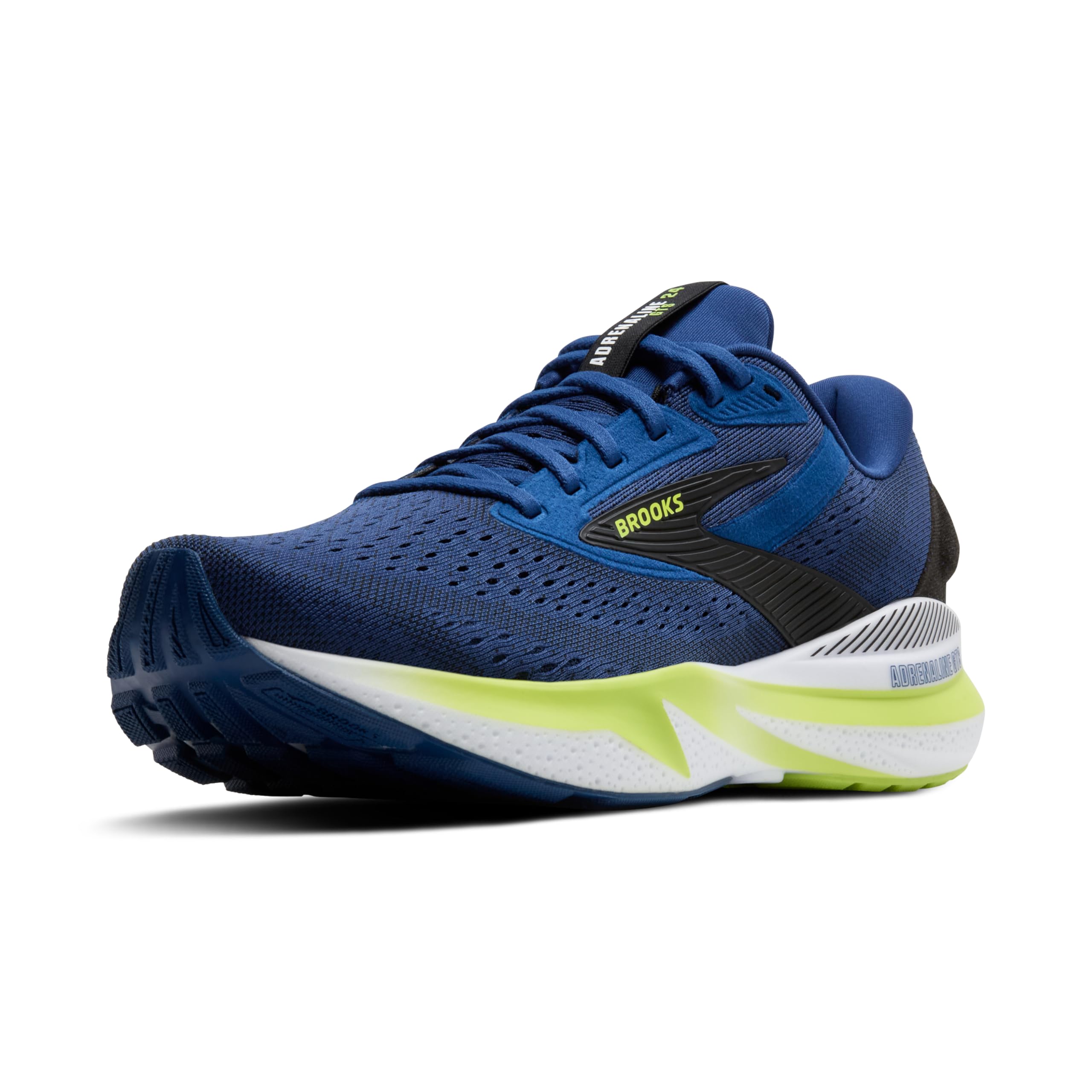 Brooks Men’s Adrenaline GTS 24 Supportive Running Shoe - Navy Peony/Black/Acid Lime - 11.5 Medium Image