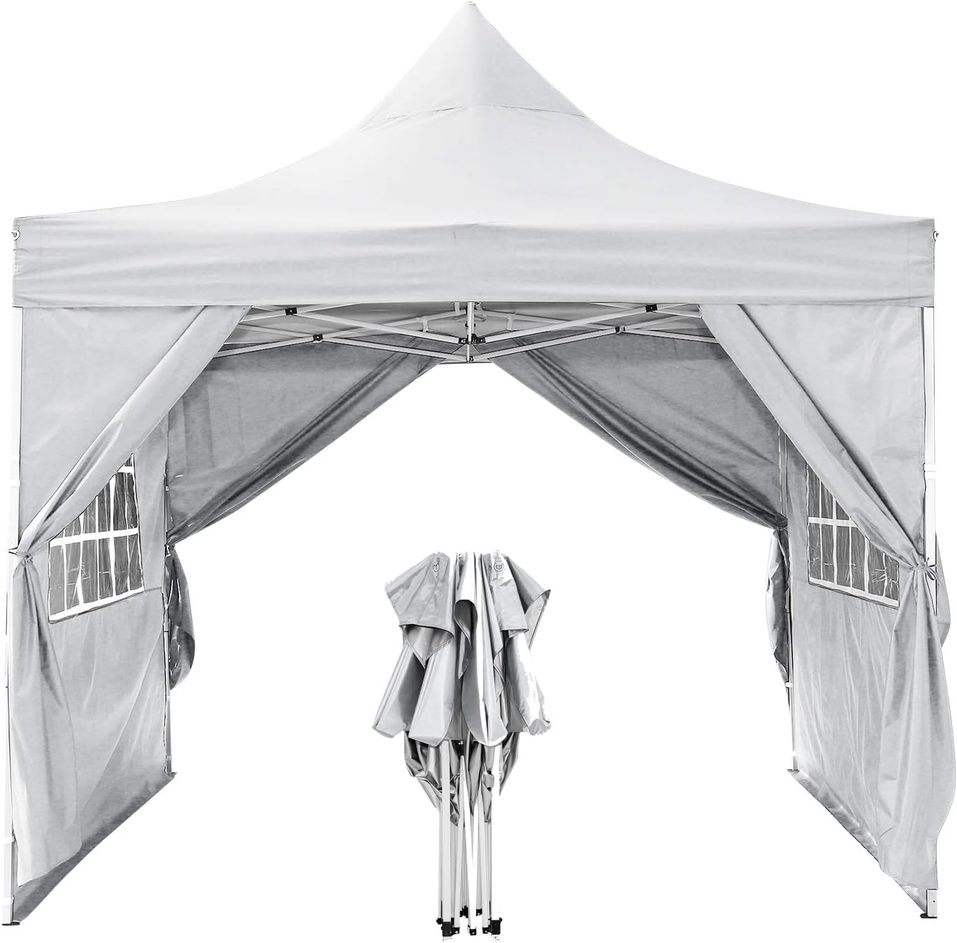 WOOKRAYS 3x3m Patio, Waterproof Garden Gazebo with 4 side parts for marquee party tent/garden/wedding/picnic sun protection+ HandBag (White)
