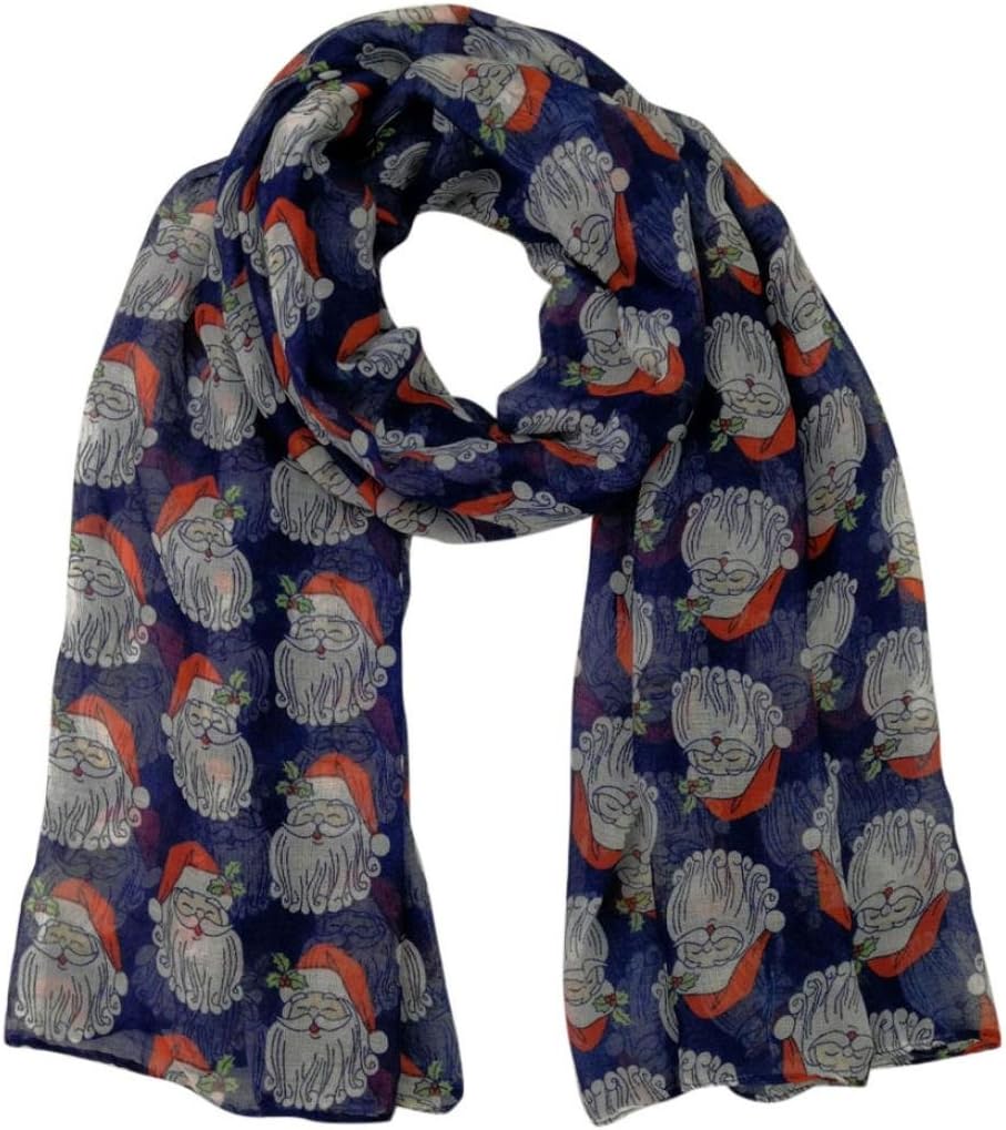 Keepwin Women's Christmas Santa Claus Snowflake Scarf - Lightweight Printed Scarf, Head Scarves, Cosplay Costume