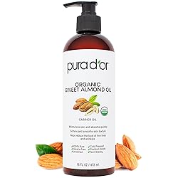 PURA D'OR 16 Oz ORGANIC Sweet Almond Oil