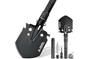 HX OUTDOORS Tactical Survival Shovel, Collapsible and Foldable Entrenching Tool, Portable Multitool for Camping, Hiking, Car Emergency and Outdoor Use