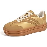 Riyibcxr Women's Chunky Platform Sneakers - Casual Walking Shoes with 1.73-Inch Platform Sole, Comfortable Lace-Up Low-Top Fashion Sneakers for Women (Multiple Colors)