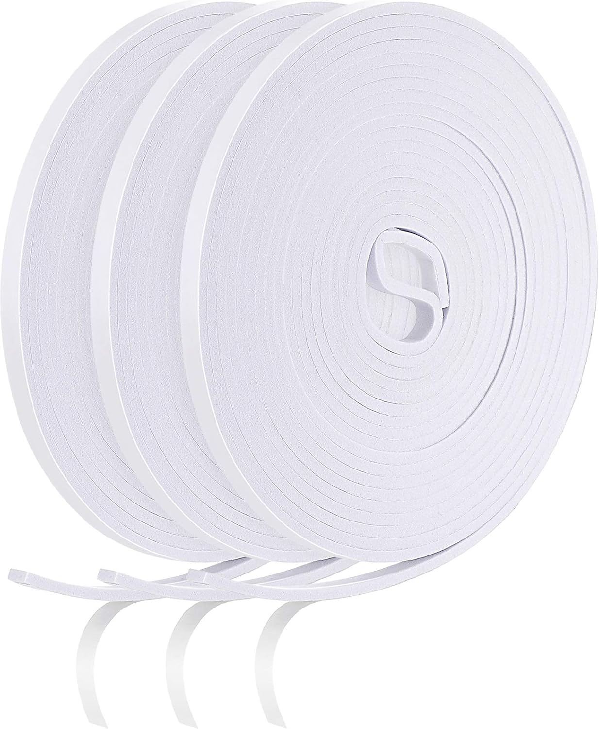 15 m Foam Weather Strips Tape Seal Strips Door Window Draught Excluder EVA Tape Self Adhesive Weatherstrips for Seal Sound Wind Noise Proof (White)