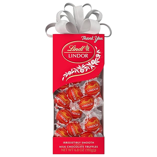 LINDT LINDOR MILK CHOCOLATE CANDY TRUFFLES TRADITIONS GIFT BOX, MILK CHOCOLATE CANDY WITH SMOOTH, MELTING TRUFFLE CENTER, 6.8 OZ.