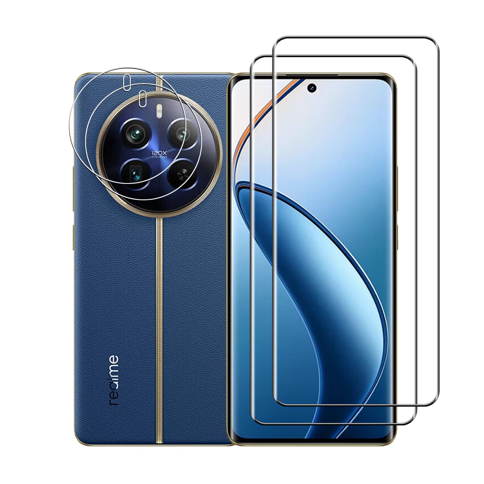 Bihizei Screen Protector for Realme 12 Pro 5G/Realme 12 Pro+ 5G/12 Pro Plus for Tempered Glass, Pack of 2 Screen Protectors & 2 Camera Protectors, 9H Glass, Ultra HD Screen Protector & Camera