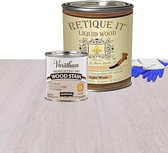 Retique It Liquid Wood - Quart Light Wood with Sunbleached Stain - Stainable Wood Fiber Paint - Put a fresh coat of wood on it (32oz LW, Sunbleached)