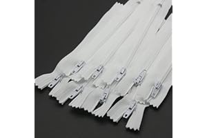 #3 Nylon Coil Zipper,White Closed End Zippers Bulk for DIY Tailor Sewing Crafts,Bags,Purses(20 PCS/Pack,16 Inch) SHUNLI
