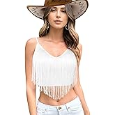 Cowgirl Fringe Tops for Women - Western Country Concert Outfit Sexy Rave Music Festival Nashville Tassel Tank Shirt