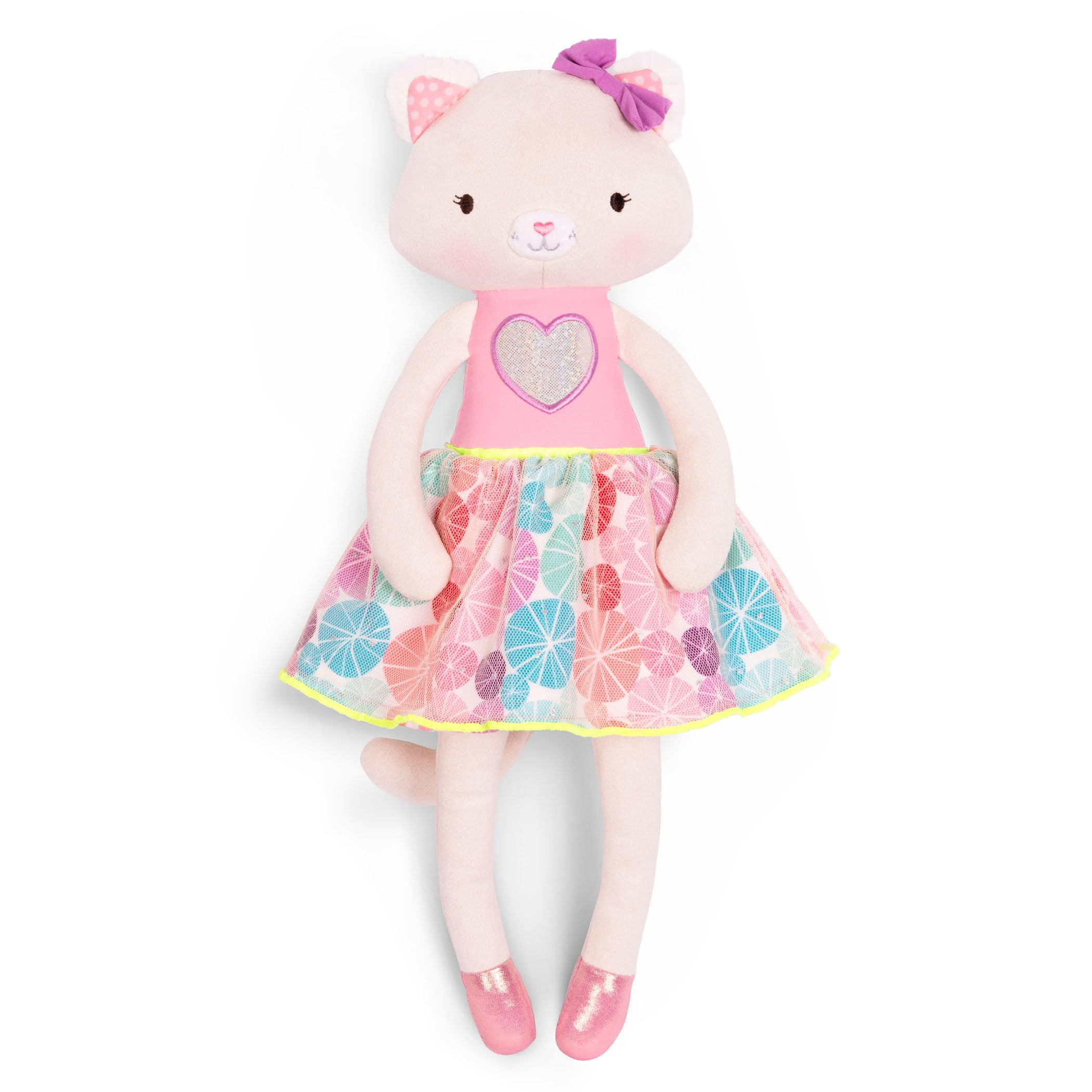 B. toys – Plush Cat Baby Doll with Ballet Tutu & Sparkly Shoes – 15-Inch Soft Cuddly Stuffed Animal Baby Toys for Toddlers – Machine Washable Kitty for Bedtime, Playtime & Nursery