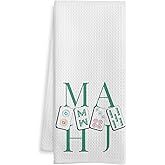 WOTYPU Mahjong Gifts Kitchen Towels, Mah Jong Lovers Gifts Dish Tea Towel, Mahjong Gift for Women Men Hand Towels for Bathroom Decor, Funny Bathroom Kitchen Decor, 16X24 Inch