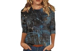 SERYU Women's 3/4 Sleeve Tops Summer Crew Neck Tshirts Flower Printing Loose Casual Blouses Fashion 2024