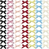 SALOCY 70PCS Mini Hair Bows Mini Hair Clips Ribbon Bowknots Hairclips Pink Bows for Hair Design