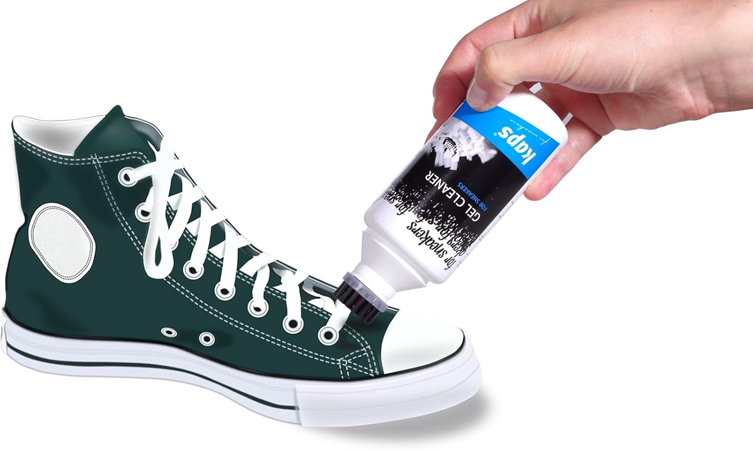 Kaps Trainer Cleaning Gel 100ml, Sneaker & Shoe Cleaner with Built-in Brush Applicator for Leather Suede, Nubuck - Image 4