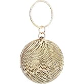CORIOS Women's Round Ball Crystal Clutch Purse Rhinestones Evening Handbag Sparkly Sequin Glitter Shoulder Bag Bridal Wedding Purse Crossbody Bag for Wedding Banquet Prom Cocktail Party Gold