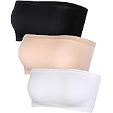 HESTYA Women's Strapless Bralette Bra Seamless Bandeau Soft Stretchy Non-Padded Bandeau Tube Top Sport Bra, 3 Pieces
