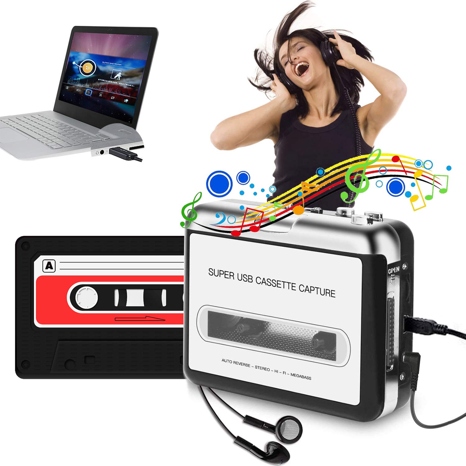Portable Cassette Player, USB Cassette Tape to MP3 Amazon.co.uk