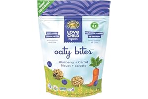 Love Child Organics Oaty Bites Blueberry + Carrot Oaty Bites Snack Bites, 100 g (Pack of 6), Made in Canada, Gluten Free, Non