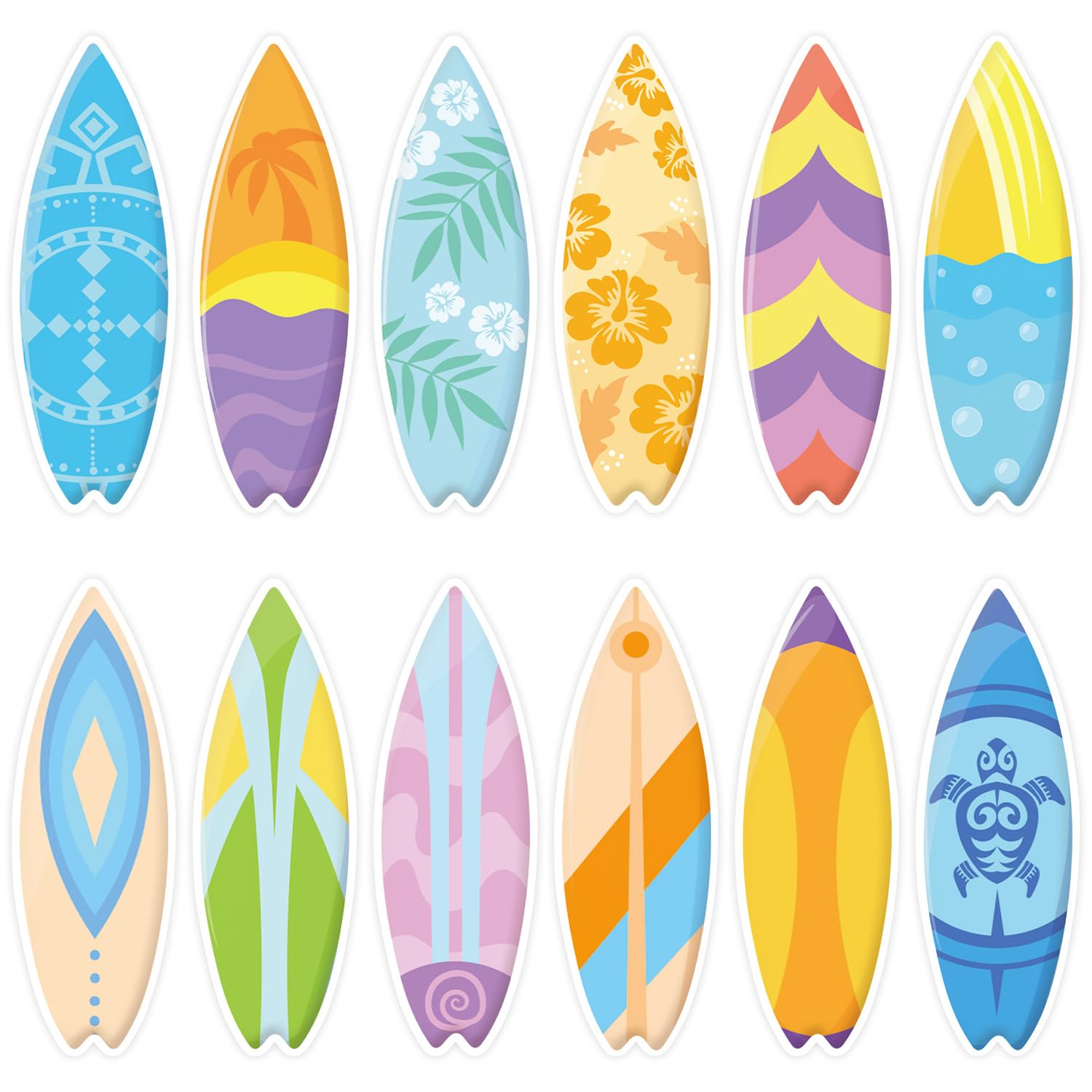 Photo 1 of FXMHEHBB 60 Pcs Surfboard Cutouts with Glue Points, Hawaii Summer Paper Cut Outs for Bulletin Board Classroom Decor Surf Party Decorations