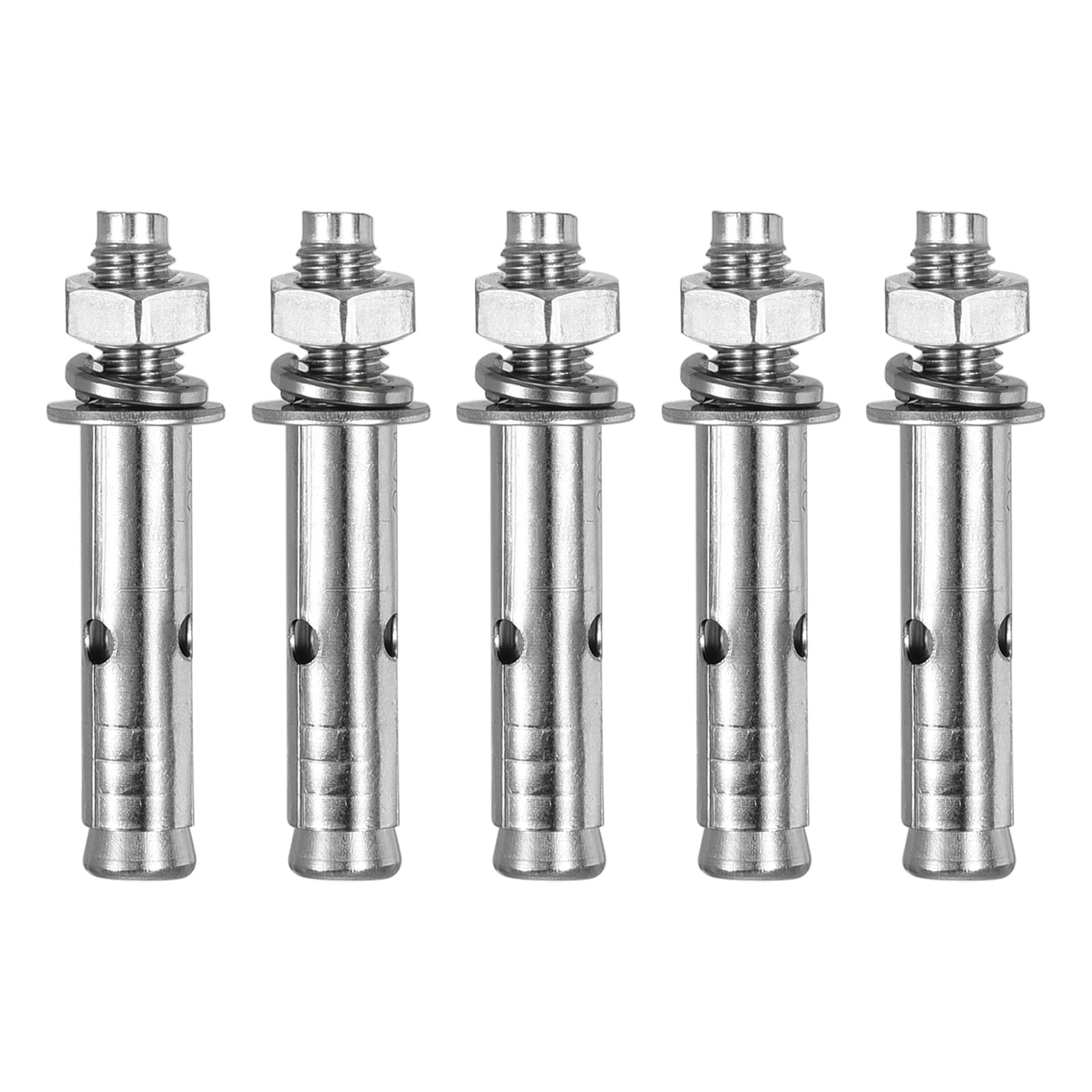 DTGN M8 x 60 Expansion Bolts - 5Pack- Good for Concrete Dry Brick Block Walls - 304 Stainless Steel - Silver