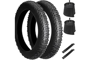 MIDCOS 20x4.0 Fat Tire，2 Pack E-Bike Tires 20x4.0, 20x4 Heavy Duty Fat Bike Tire with Scharder Valve, 20x4.0 Bicycle Tires and Tubes Compatible with 20x4.0 Electric Bike/Mountain Bike Tires and Tubes (Black)