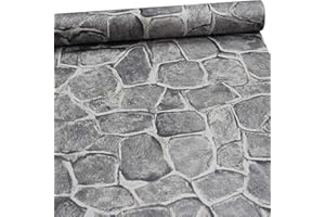 ZeroStage 22 Yards Castle Tower Stone Wallpaper Peel and Stick Removable Contact Paper Rock Self Adhesive Wall Decoration Dark Grey Fortress